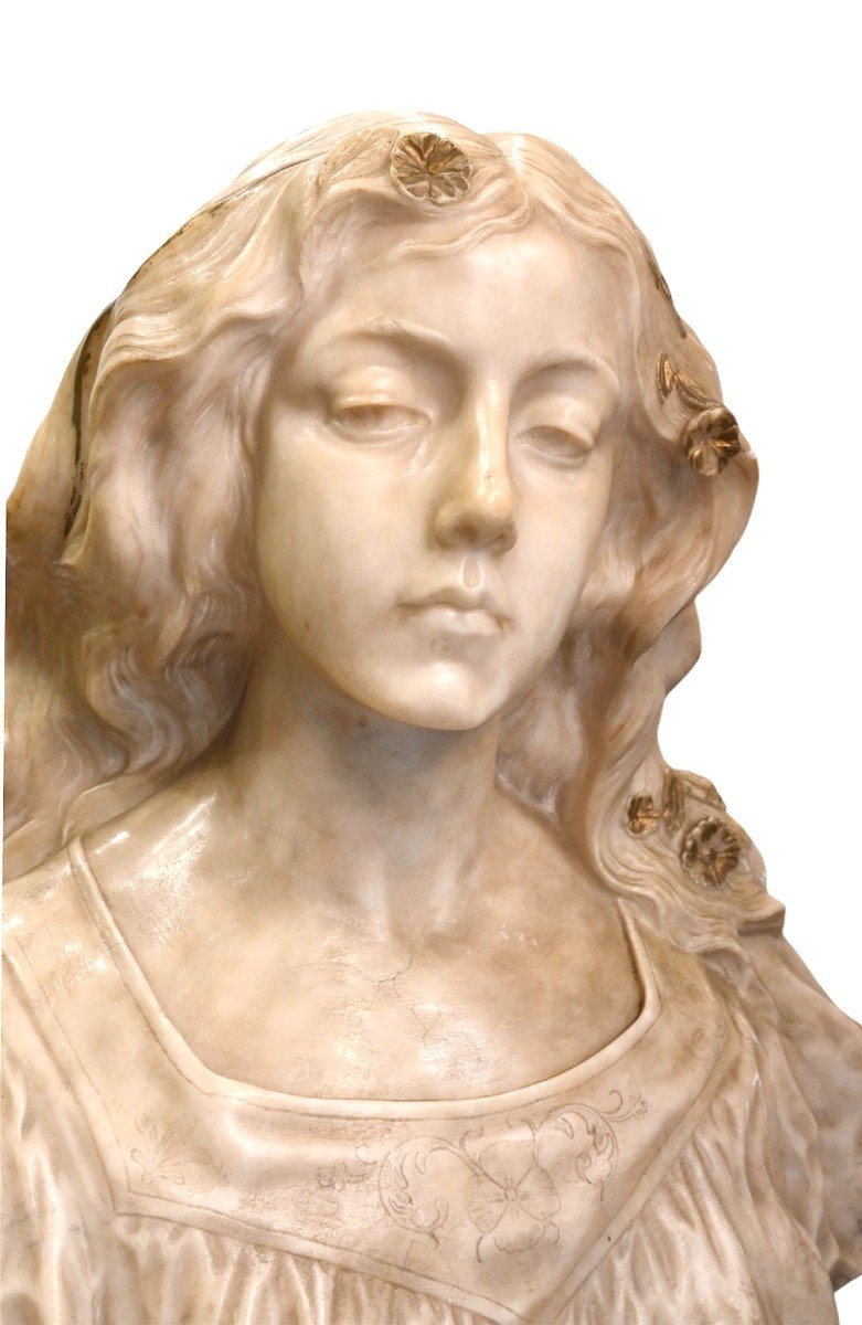 Busto di Donna in Marmo - Italia Fine XIX Secolo-photo-4